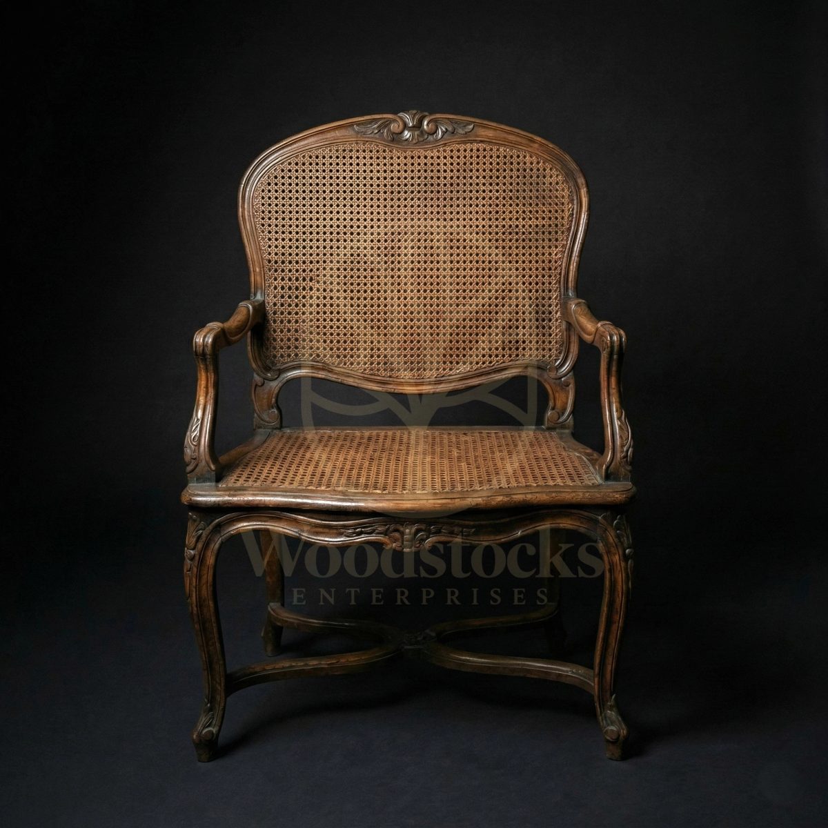 Royal Hand Carved Teak Bordeaux Townhouse Caned Armchair, Saharanpur, view 2