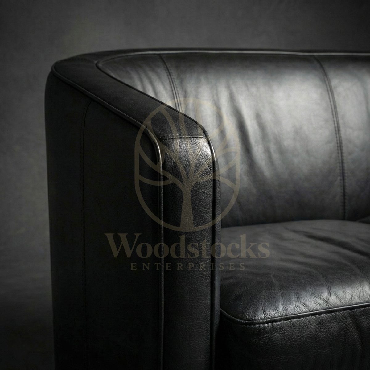 Luxury Teak Turin Moderne Art Deco Leather Sofa, Saharanpur, view 3