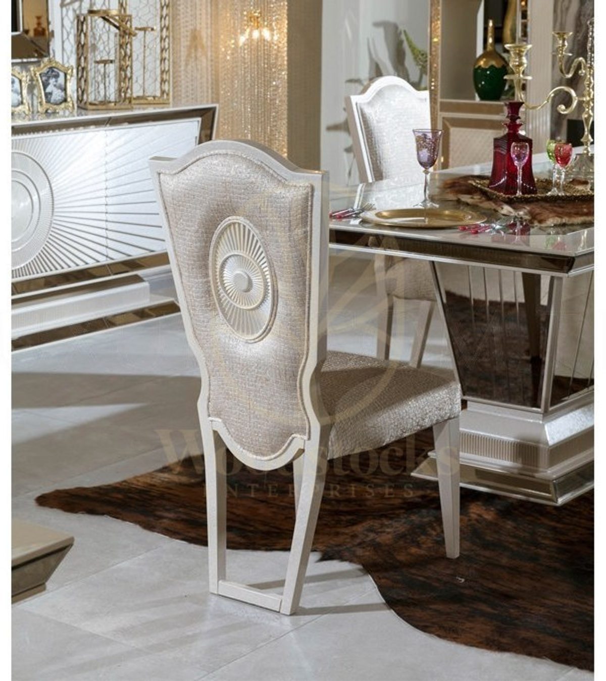 Luxury Sewena Art Deco Handcrafted Teak Dining Table Set, Saharanpur, view 7