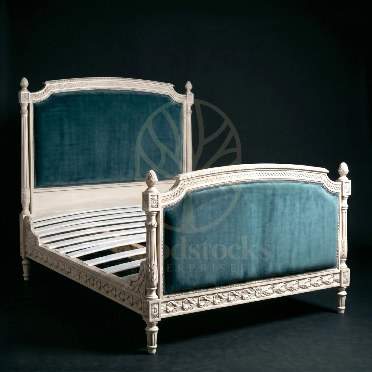 Royal Hand Carved Teak Petit Trianon Louis XVI Bedstead, Saharanpur, view 2
