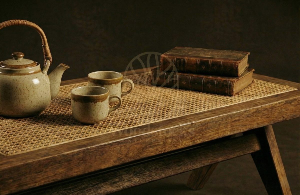 Luxury Teak Chandigarh Secretariat Cane-Top Coffee Table, Saharanpur, view 5