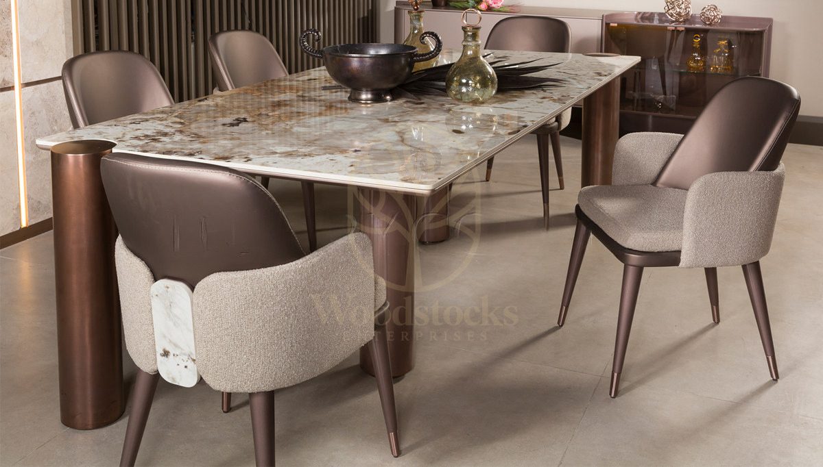 Luxury Orlis Handcrafted Teak Dining Table Set, Saharanpur, view 8