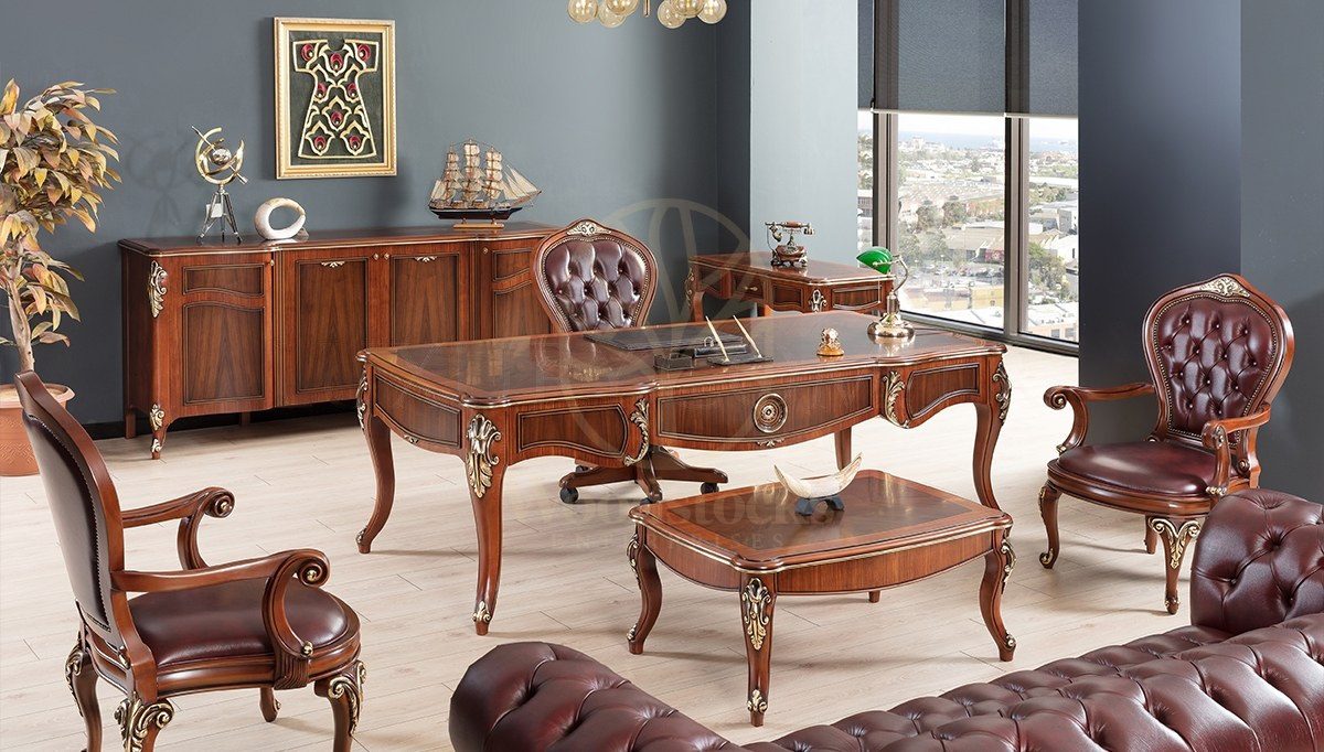 Royal Mazhar Hand Carved Teak Office Table, Saharanpur, Office & Study Table