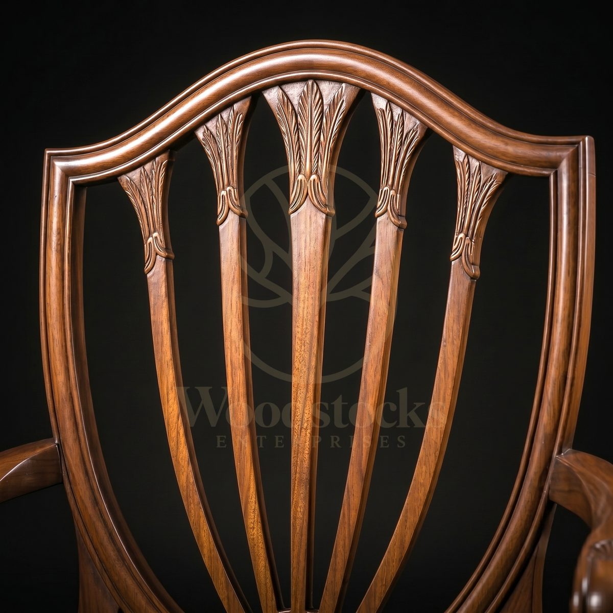 Hand Carved Teak Mayfair Hepplewhite Shield-Back Armchair, Saharanpur, view 3