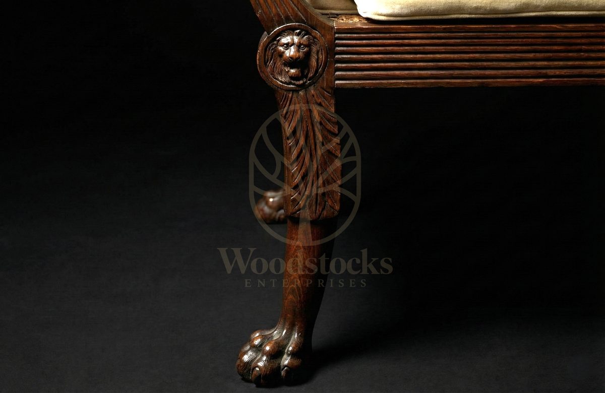 Hand Carved Teak Belgravia Cane-Back Day Settee, Saharanpur, view 4