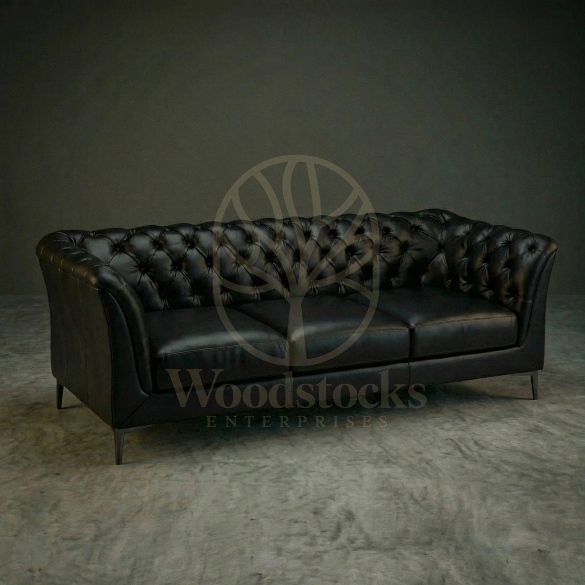 Luxury Teak St. James’s Club Modernist Chesterfield Sofa Set, Saharanpur, view 4