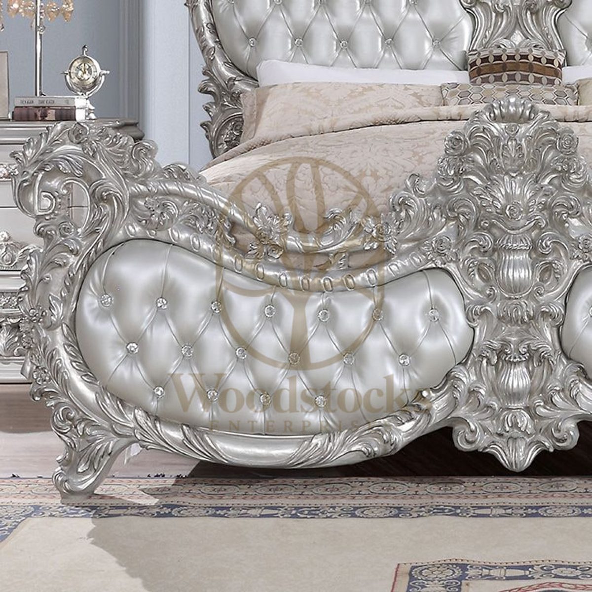 Teak Luxury Silver 5-Piece King Size Bed, alternate view