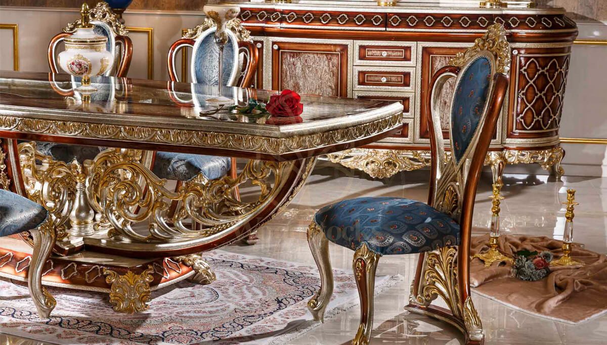 Royal Sultanahmet Hand Carved Teak Dining Table Set, Saharanpur, view 2