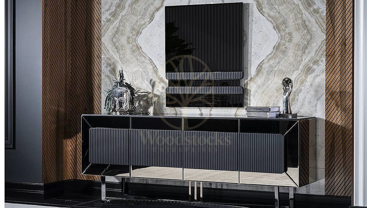 Luxury Savena Anthracite Handcrafted Teak Dining Table Set, Saharanpur, view 5