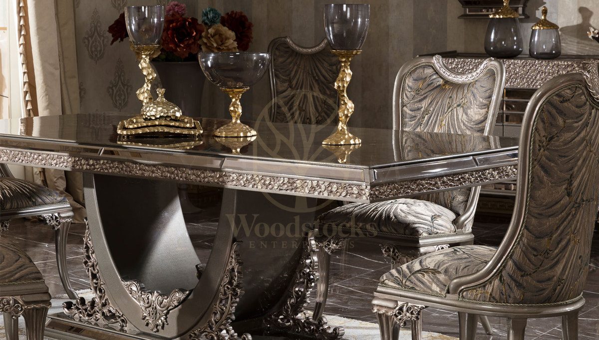 Royal Karelya Hand Carved Teak Dining Table Set, Saharanpur, view 3