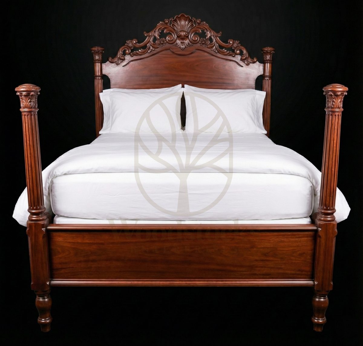 Royal Hand Carved Teak Indo-Regency Heirloom Bed, Saharanpur, view 6