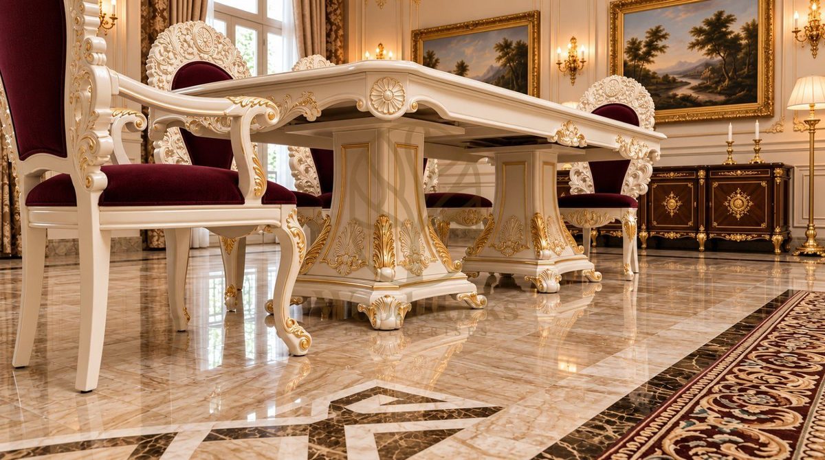 Maharaja Luxury Hand-Carved Teak Dining Table III, view 3