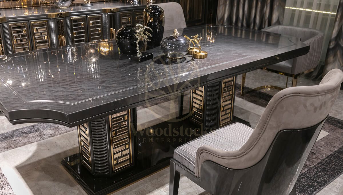 Luxury Vietnam Grey Handcrafted Teak Dining Table Set, Saharanpur, view 10