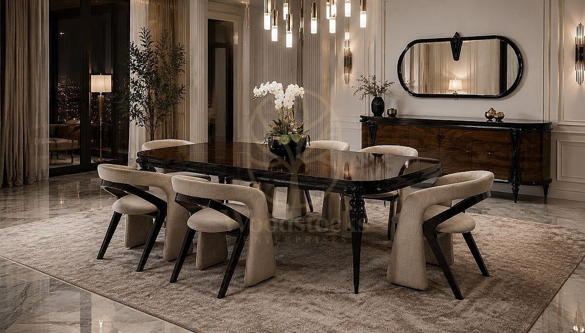 Luxury Tudor Handcrafted Teak Dining Table Set, Saharanpur, Dining Table