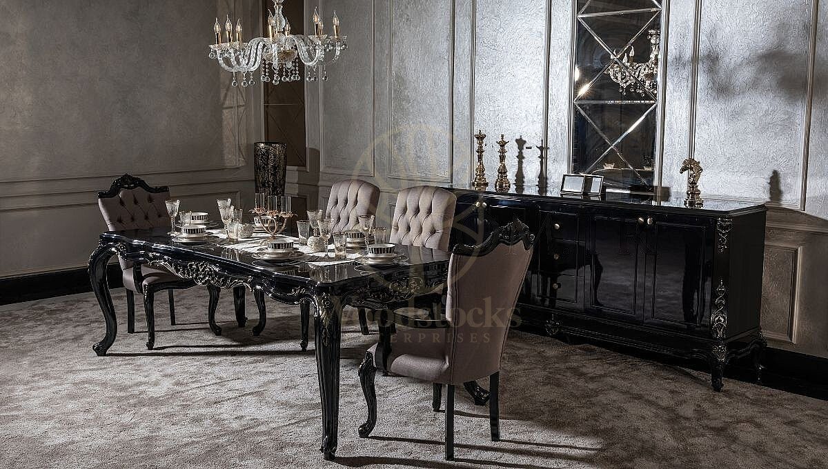 Royal Serrano Hand Carved Teak Dining Table Set, Saharanpur, view 4