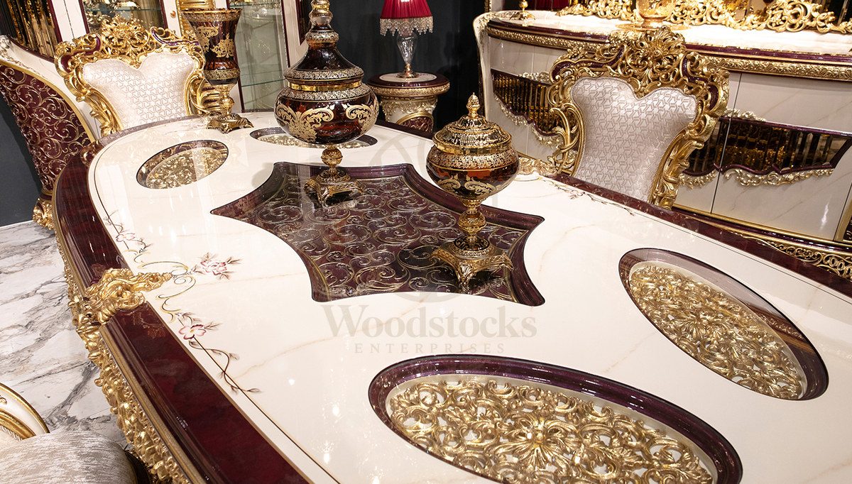Royal Kopenhag Hand Carved Teak Dining Table Set, Saharanpur, view 7
