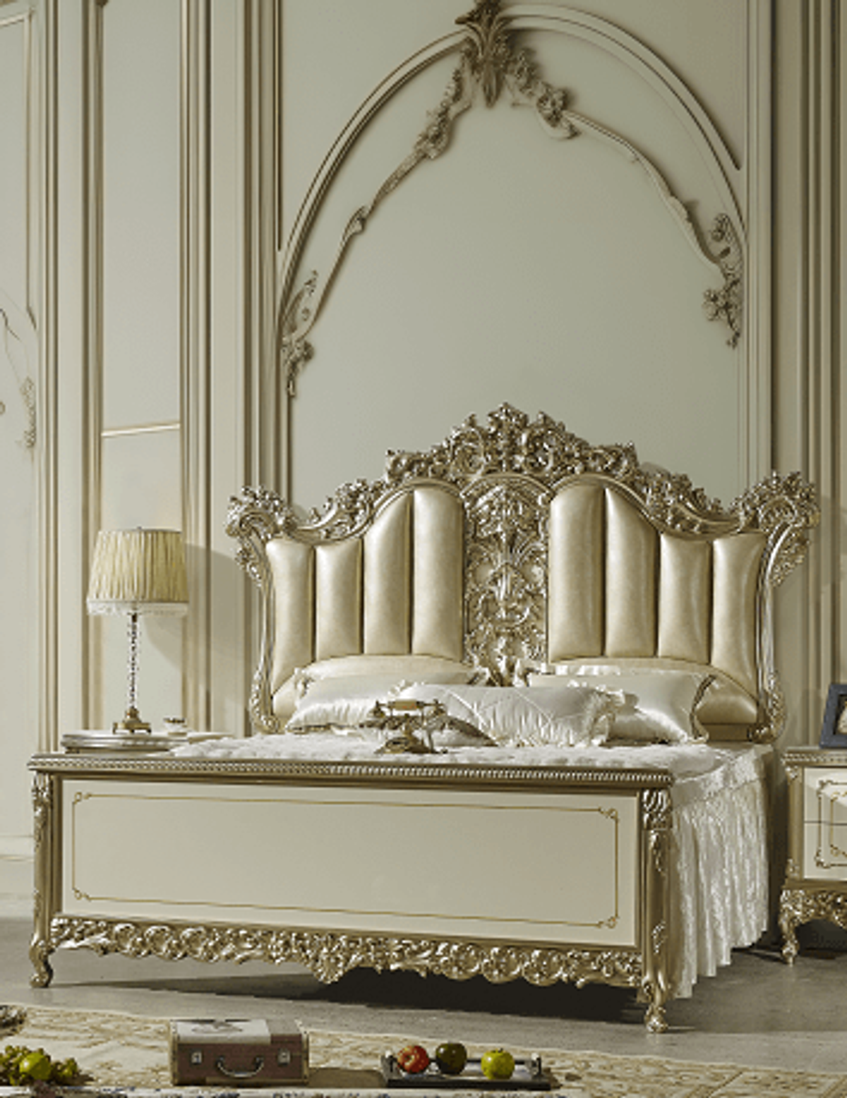 WSE High Quality Teak Wood Ornate Gold Chest of Drawers II, Chest Of Drawers