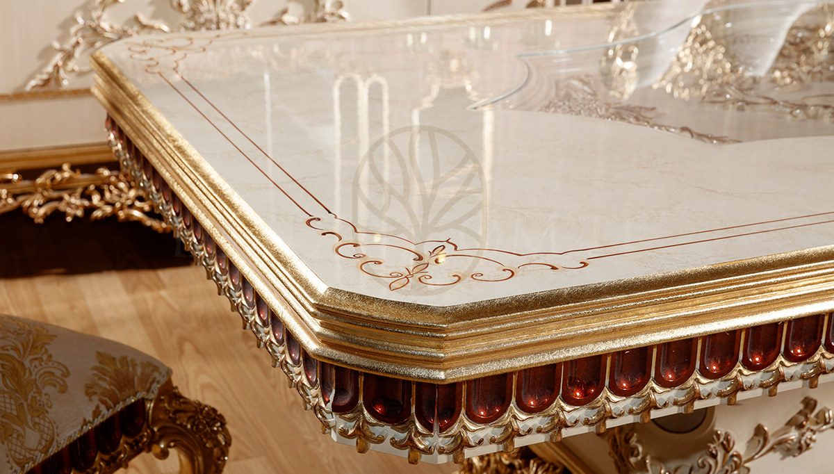 Royal Almati Hand Carved Teak Dining Table Set, Saharanpur, view 6