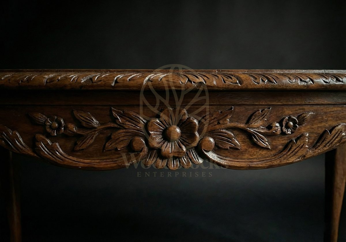 Royal Hand Carved Teak Bourne Park Rococo Table, Saharanpur, view 3