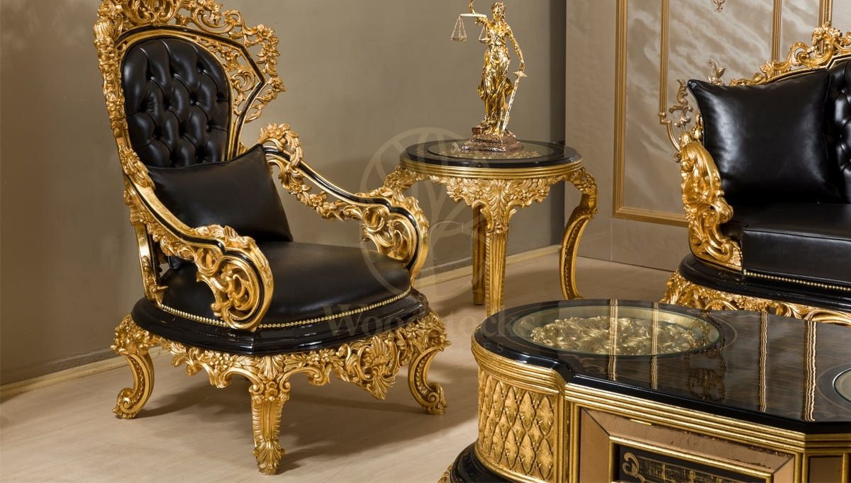Royal Hazar Gold Leaf Hand Carved Teak Office Table, Saharanpur, view 4