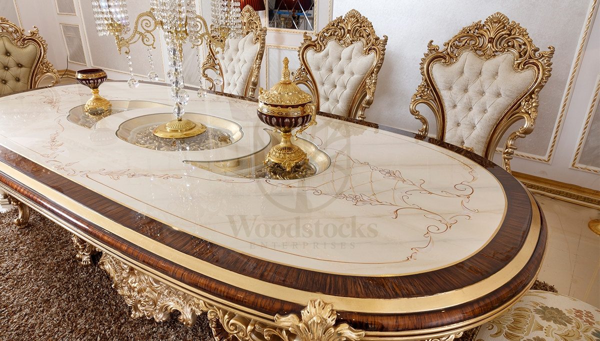 Royal Lord Hand Carved Teak Dining Table Set, Saharanpur, view 8