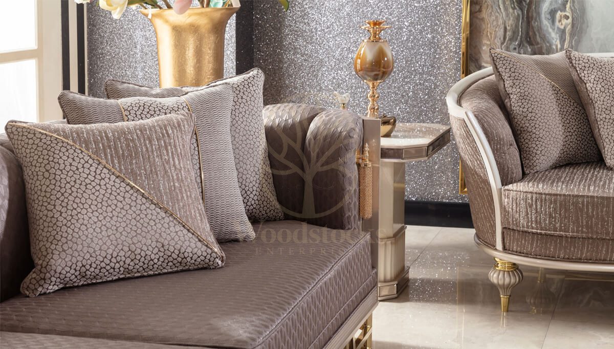 Luxury Hereford Cream Handcrafted Teak Sofa Set, Saharanpur, view 4