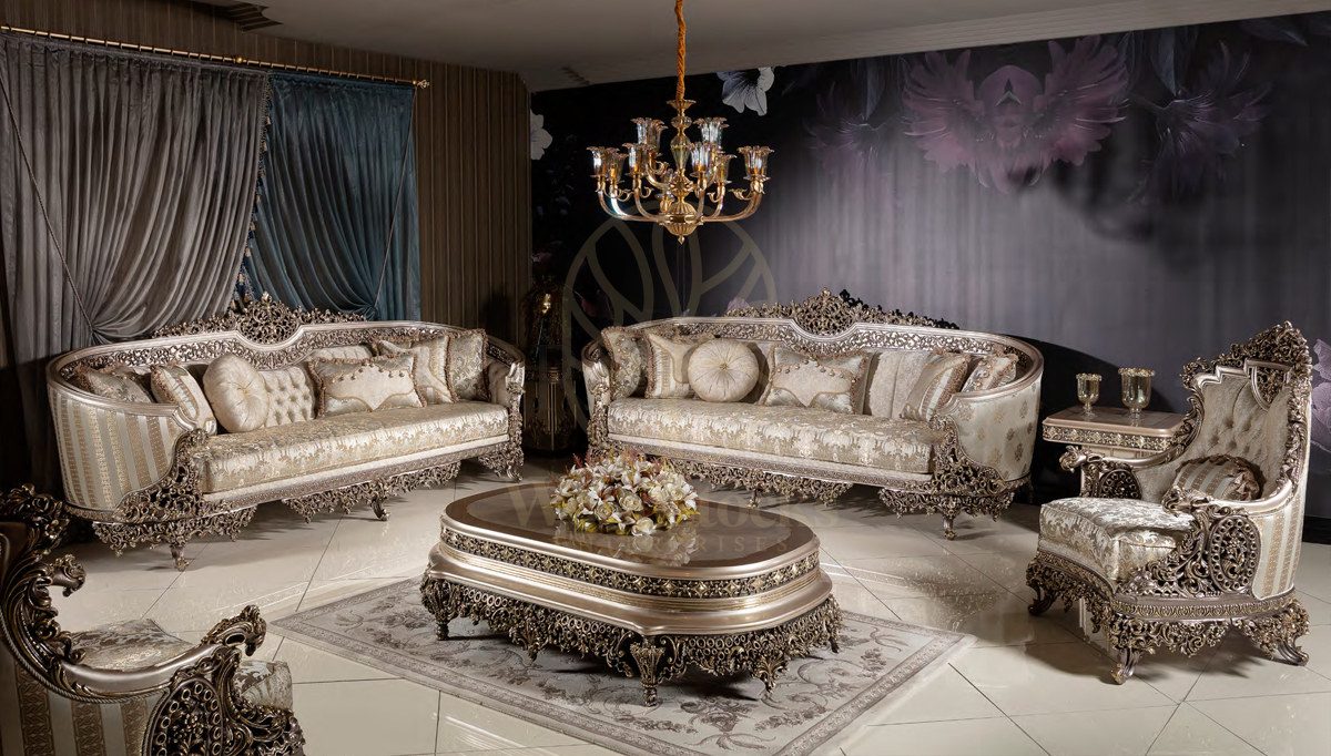 Royal Lefkosa Hand Carved Teak Sofa Set, Saharanpur, Sofa Set