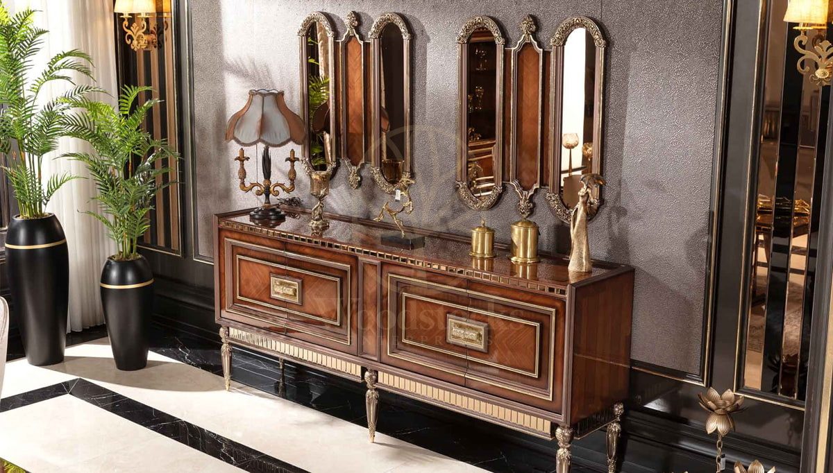 Royal Akira Walnut Hand Carved Teak Dining Table Set, Saharanpur, view 5