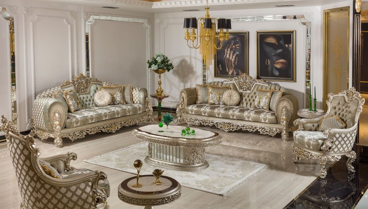 Royal Haseki Hand Carved Teak Sofa Set, Saharanpur, Sofa Set