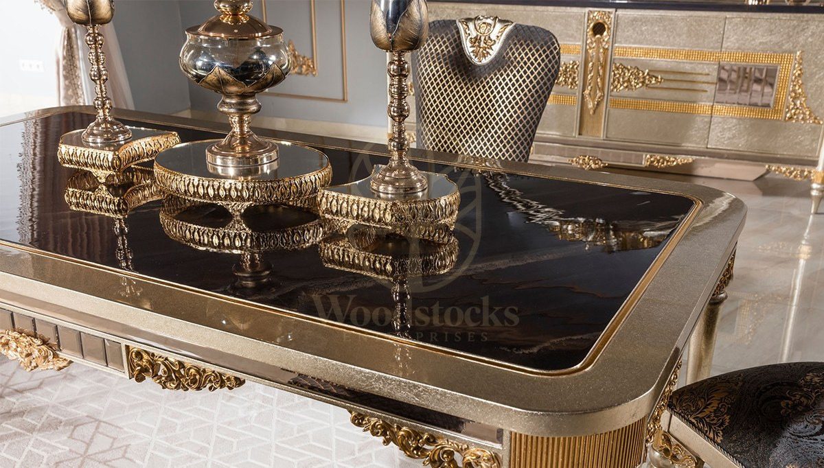Royal Paris Hand Carved Teak Dining Table Set, Saharanpur, view 2