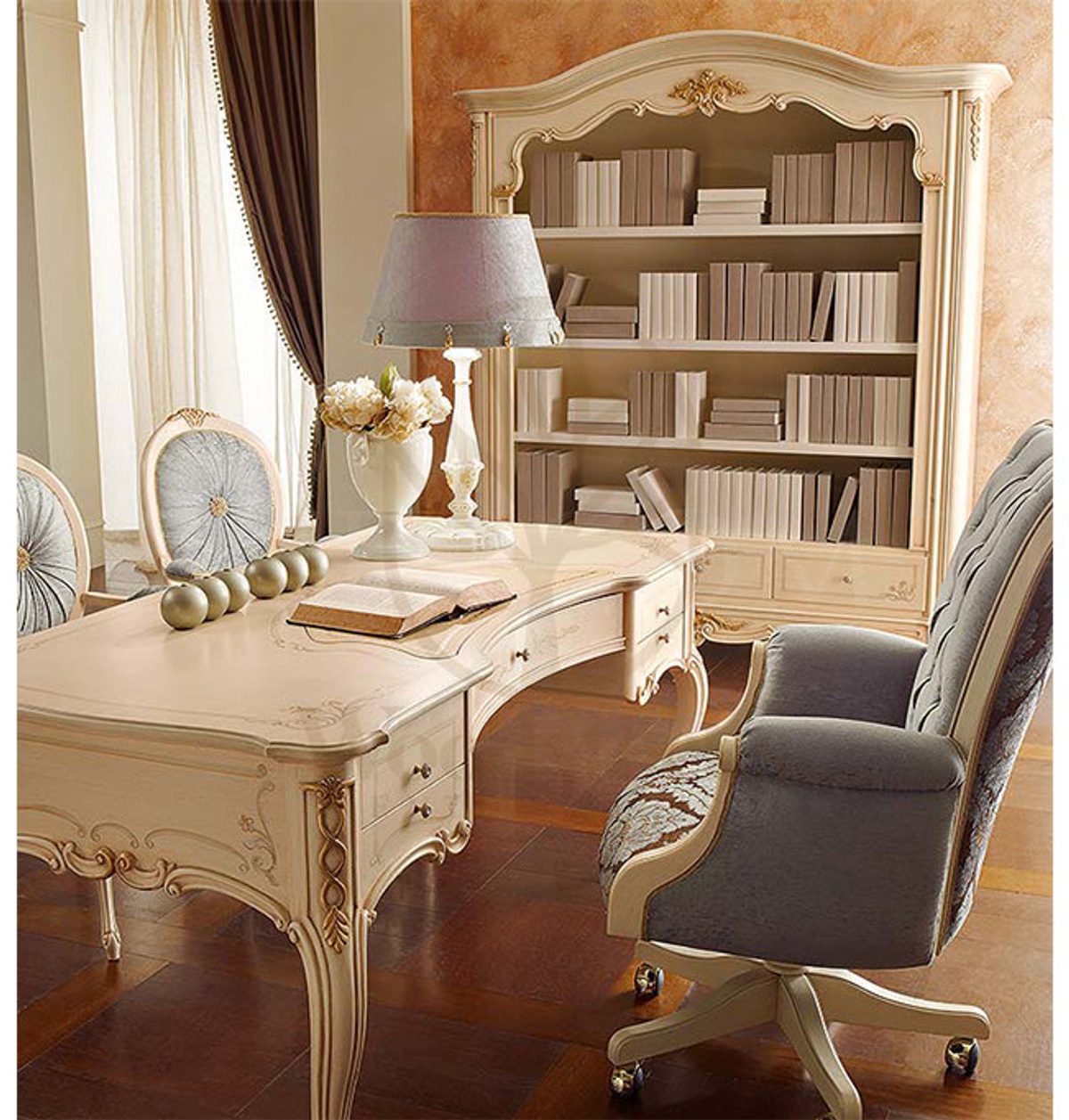 Royal Alestan Bronze Hand Carved Teak Office Table, Saharanpur, view 3