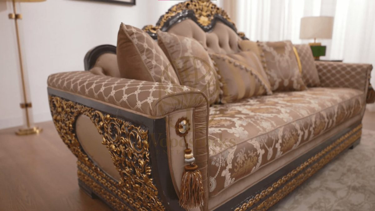 Hancarved Luxurious Teak Italian Sofa Set, view 10