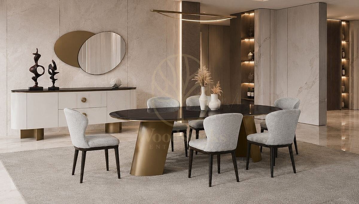 Luxury Ferretti Handcrafted Teak Dining Table Set, Saharanpur, Dining Table
