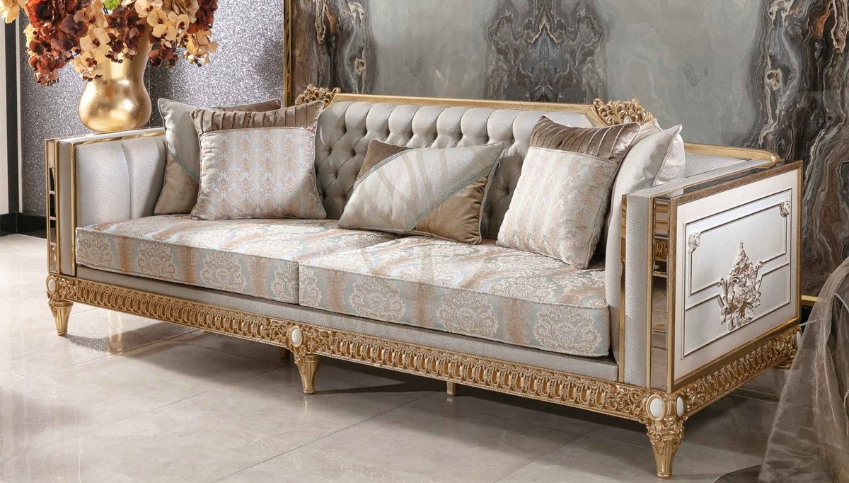 Royal Dominika Cream Hand Carved Teak Sofa Set, Saharanpur, view 7
