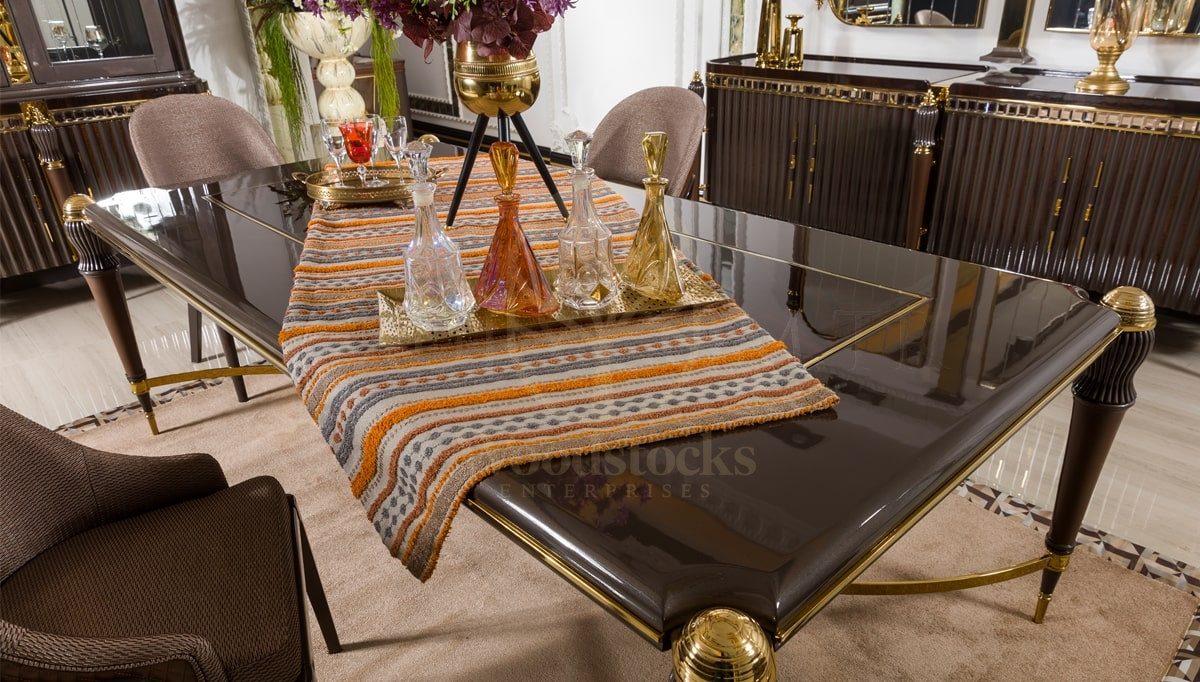 Luxury Estelya Handcrafted Teak Dining Table Set, Saharanpur, view 2