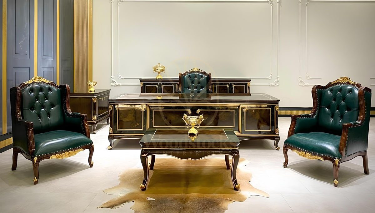Royal Fontana Hand Carved Teak Office Table, Saharanpur, Office & Study Table