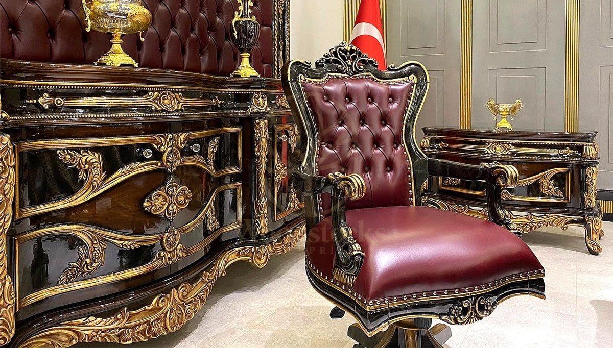 Royal Efsun Hand Carved Teak Office Table, Saharanpur, view 5