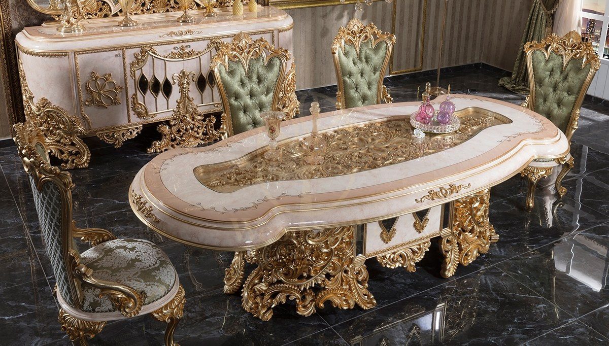 Royal Ayasofya Hand Carved Teak Dining Table Set, Saharanpur, view 2