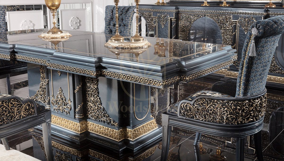 Royal Nazende Hand Carved Teak Dining Table Set, Saharanpur, view 4