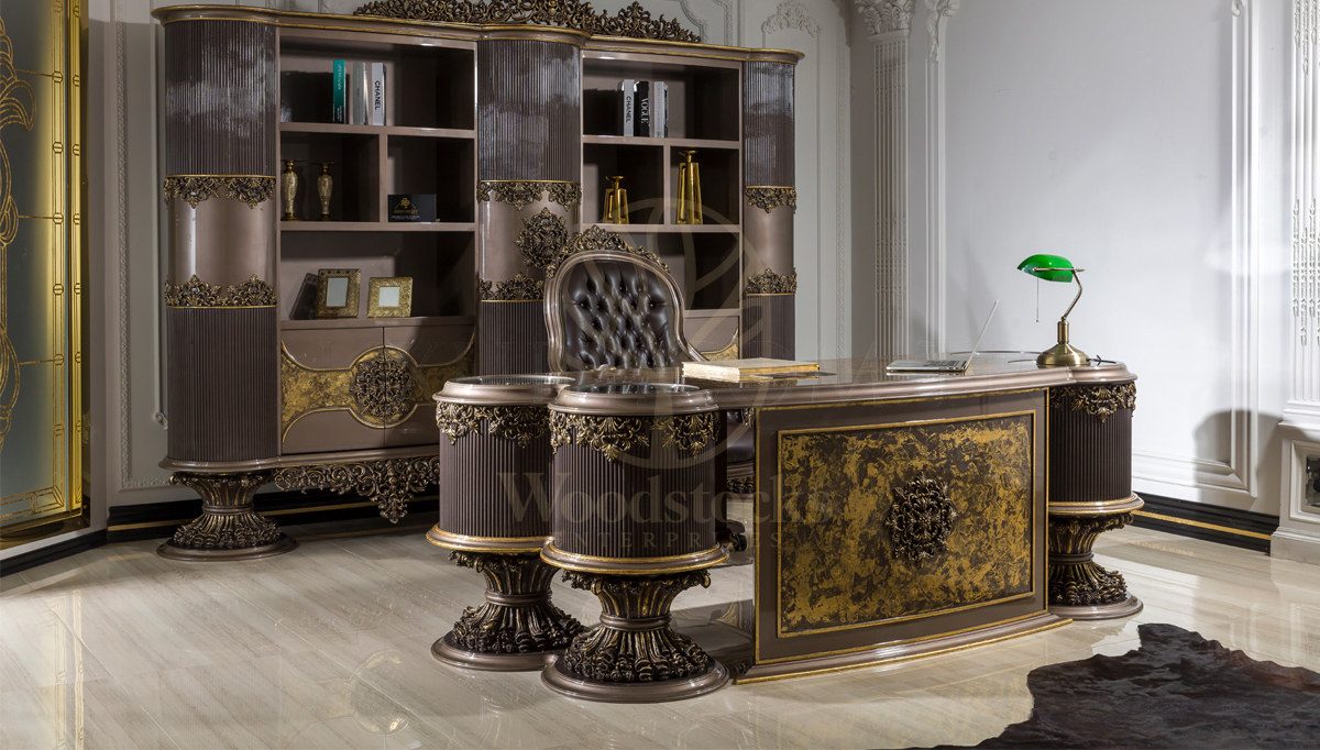 Royal Neova Hand Carved Teak Office Table, Saharanpur, view 10