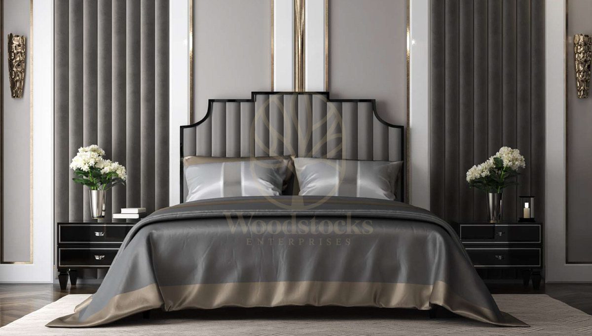 Luxury Diego Art Deco Handcrafted Teak King Size Bed, Saharanpur, view 2