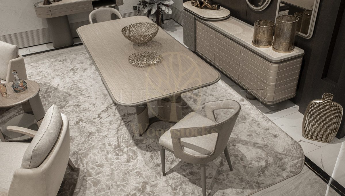 Luxury Nevio Handcrafted Teak Dining Table Set, Saharanpur, Dining Table