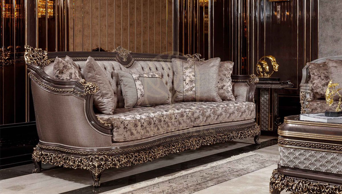 Royal Bergama Bronze Hand Carved Teak Sofa Set, Saharanpur, view 6