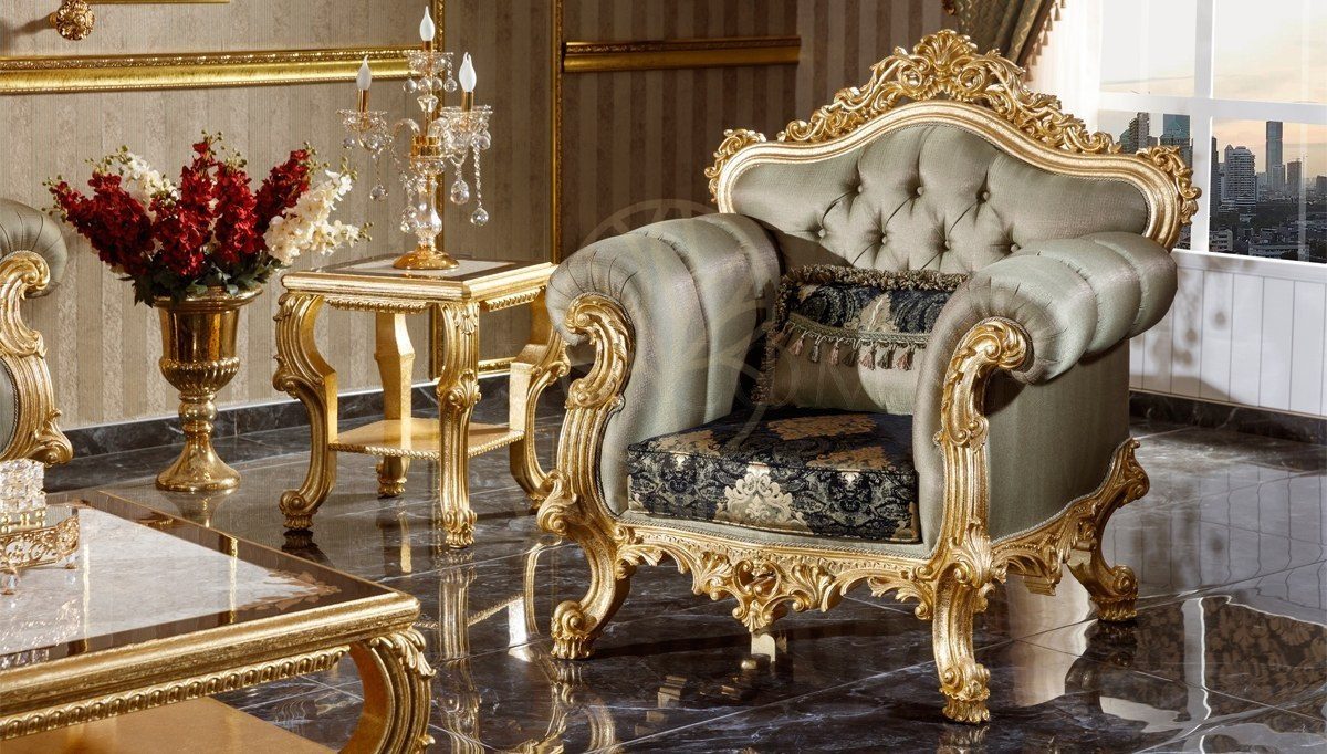 Royal Monesa Gold Leaf Hand Carved Teak Sofa Set, Saharanpur, view 4