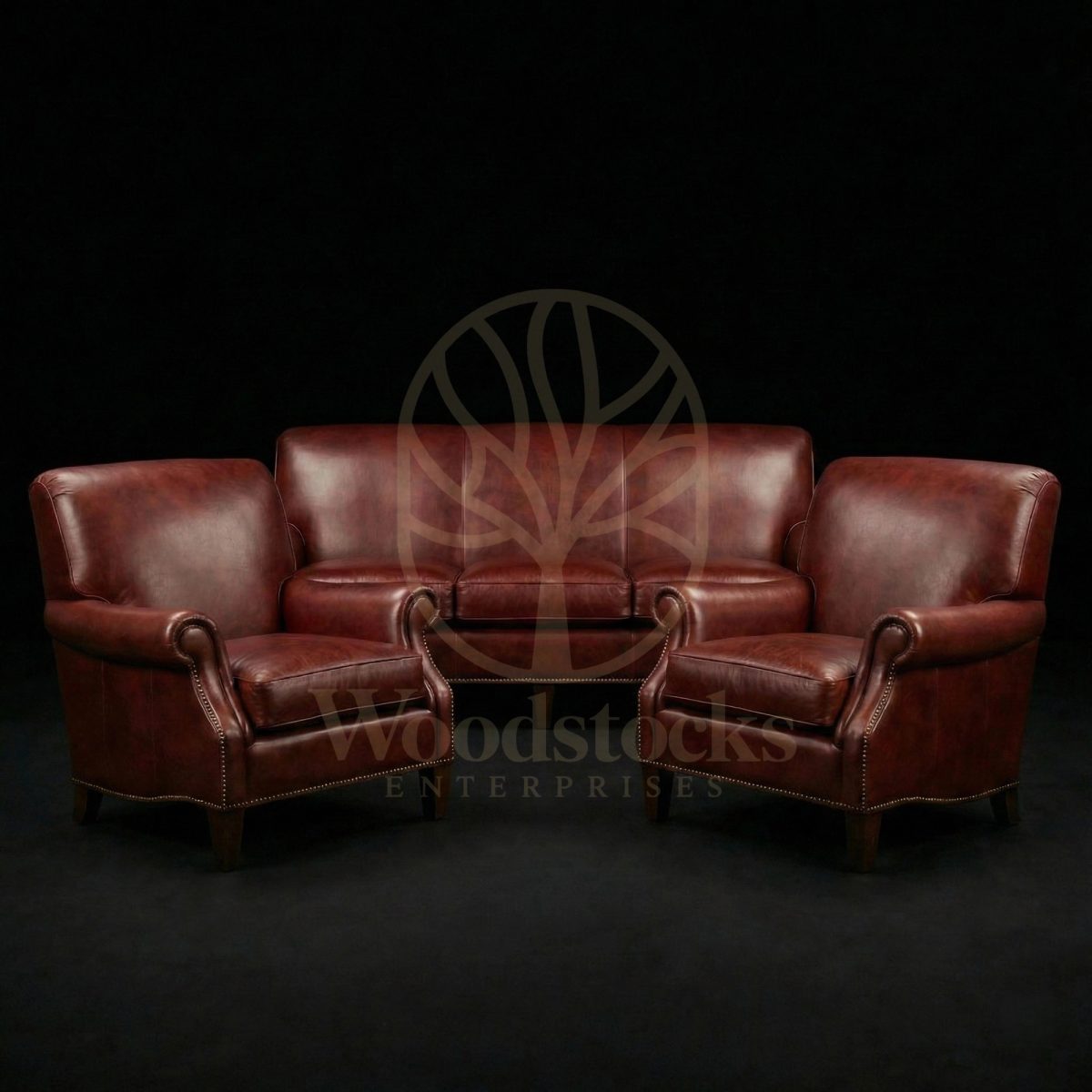 Luxury Teak Bordeaux Manor Leather Salon Set, Saharanpur, Sofa Set