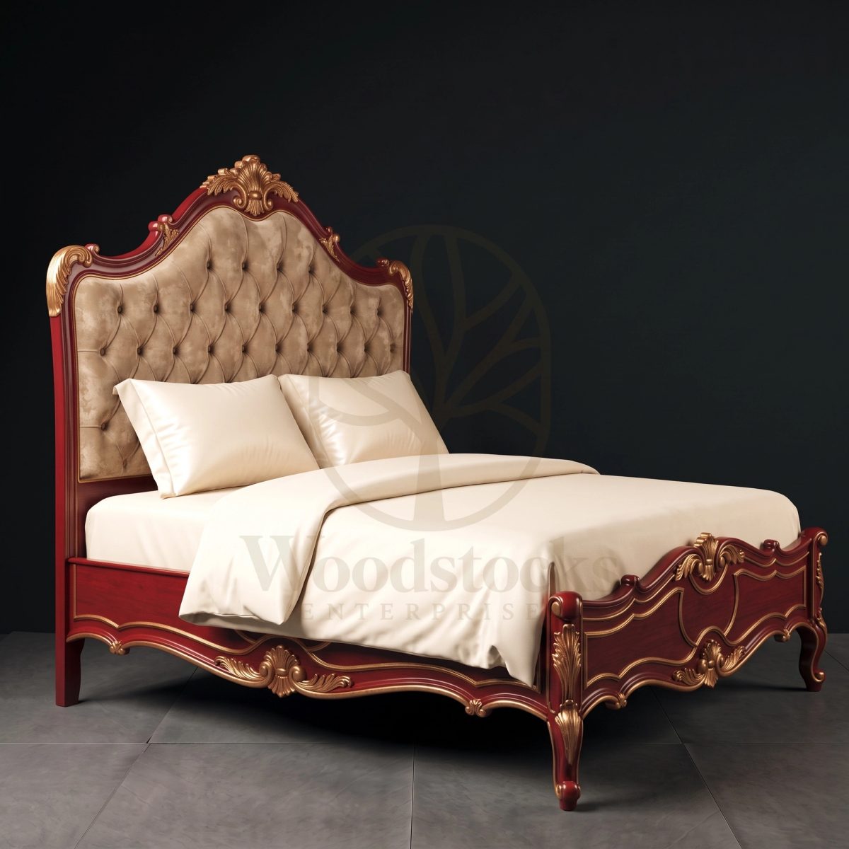 Royal Hand Carved Teak Le Lit Rouge de Choisy, Saharanpur, King Size Bed