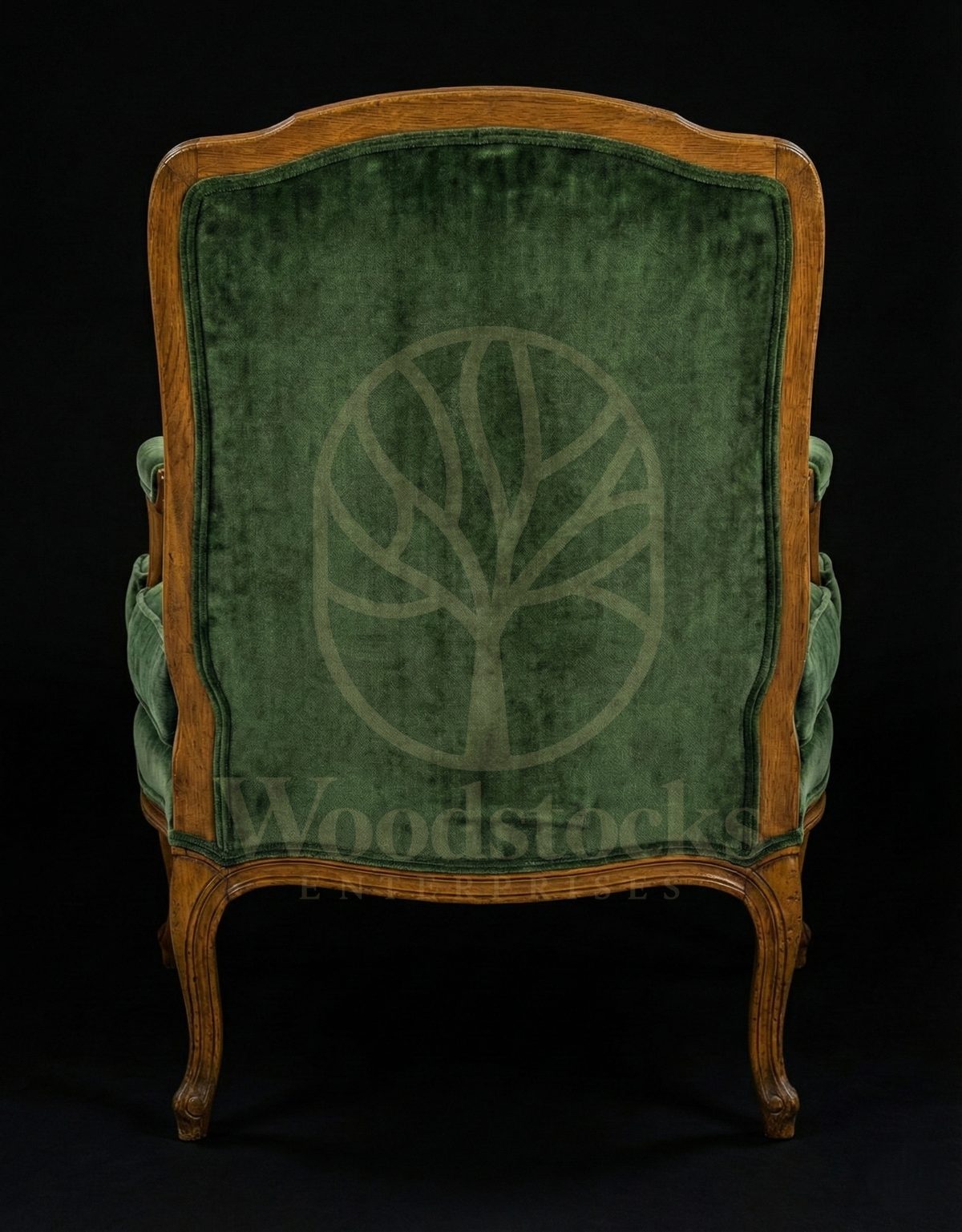 Royal Teak Emerald Velvet French Fauteuil, Saharanpur, view 5