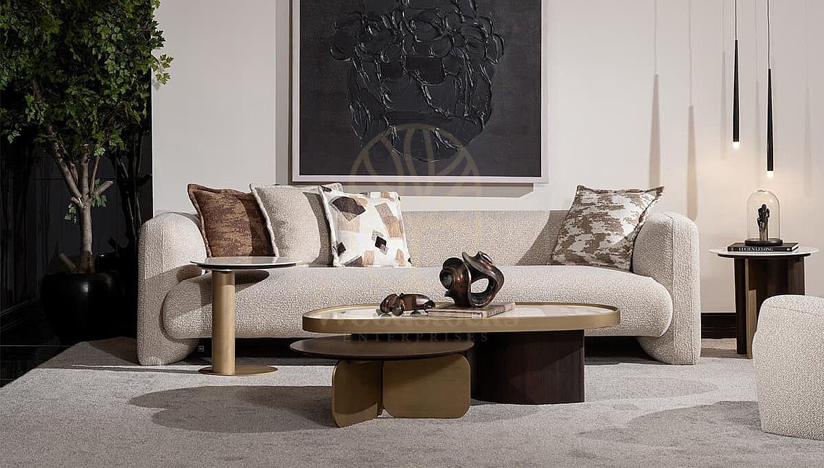 Luxury Niva Beige Brown Handcrafted Teak Sofa Set, Saharanpur, view 2