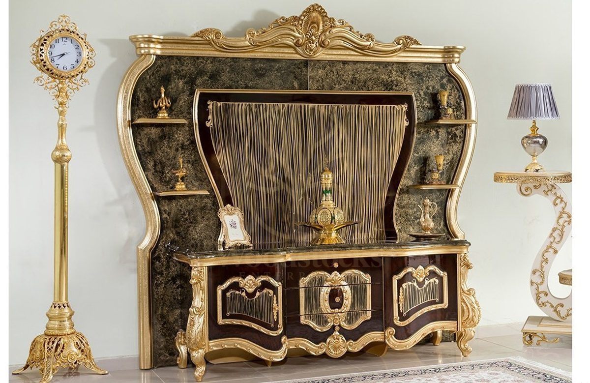 Luxury Tugrahan Black Handcrafted Teak TV Cabinet, Saharanpur, view 2