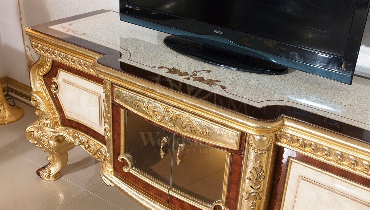 Royal Nevora Hand Carved Teak TV Cabinet, Saharanpur, view 4